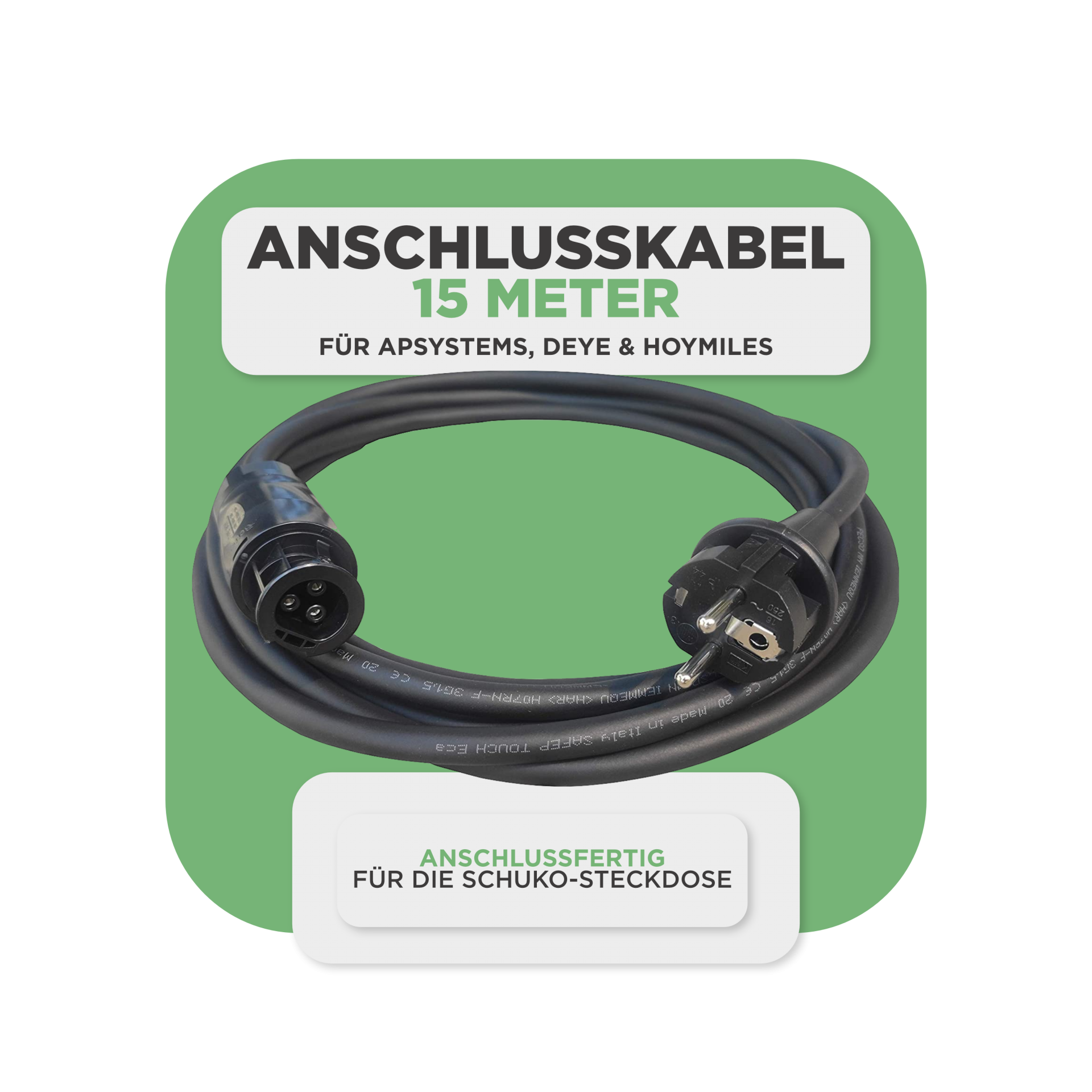 Sunlit Balkonkraftwerkspeicher — 2.150 Wh / 800 W (Apsystems EZ1-M) / 15 m Schuko Kabel Sunlit Balkonkraftwerkspeicher — 8.600 Wh / mit IR Lesekopf (bitshake) / 2000 W (Deye-SUN-M) / 15 m Schuko Kabel / 10 x Trina 440 Wp Bifazial