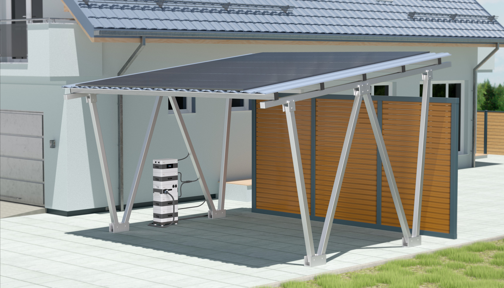 SunLit Twin Solar Carport — 5,16 kWp / 8,6 kWh Speicher / ohne Wallbox