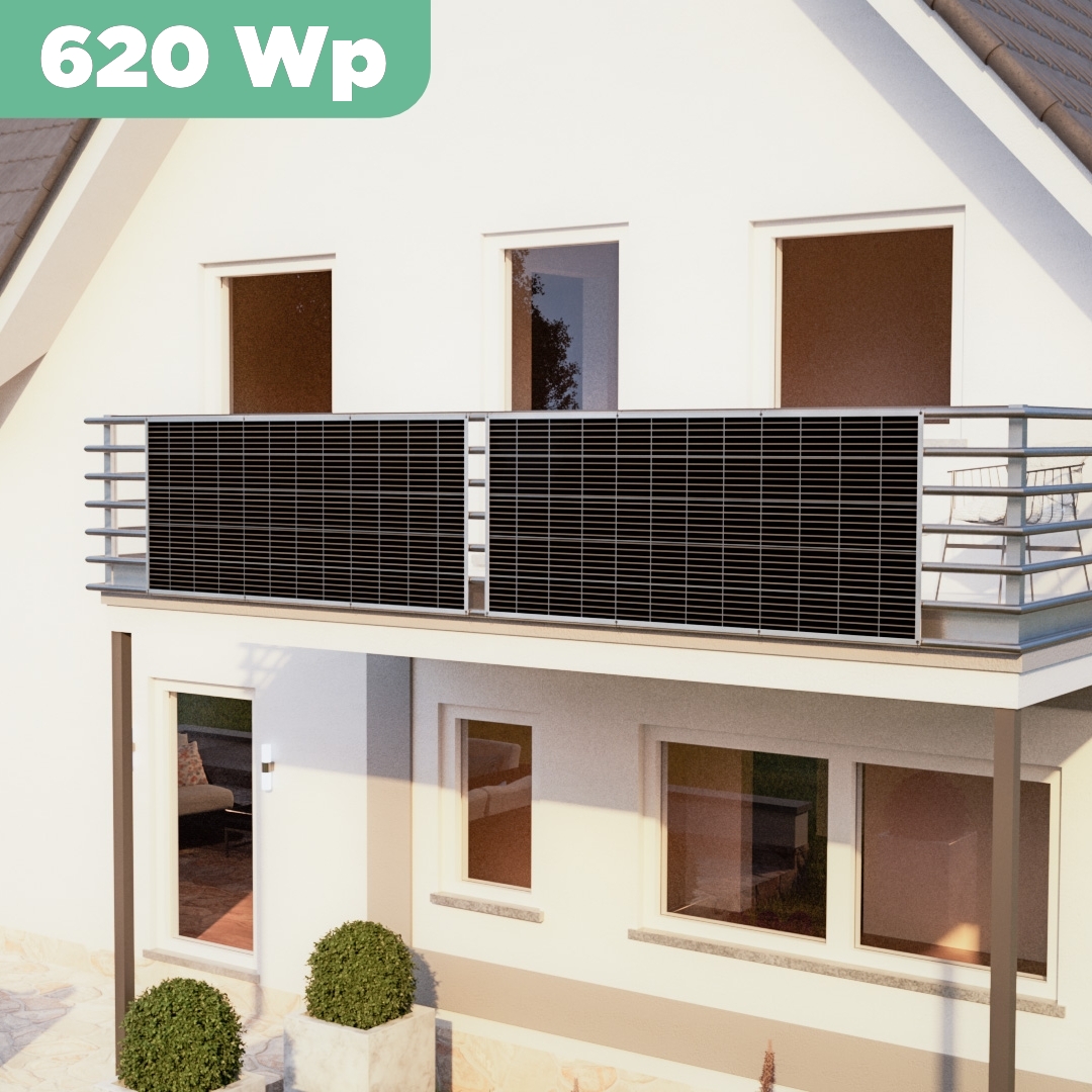Balkonkraftwerk mit Ultraleicht-Modulen 620 Wp — APsystems EZ1-M 800 W / Sunman / 310 Wp (89 cm x 201 cm) / 2 Module / 20 m