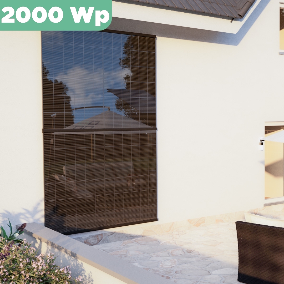 Balkonkraftwerk Wand 2000 Wp — APsystems EZ1-M 800 WTrina Solar / 500 Wp (Glas-Glas) / zwei Reihen hochkant / 4 Module