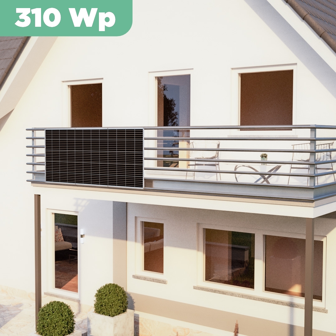 Balkonkraftwerk mit Ultraleicht-Modulen 310 Wp — APsystems EZ1-M 800 W / Sunman / 310 Wp (89 cm x 201 cm) / 1 Modul / 5 m