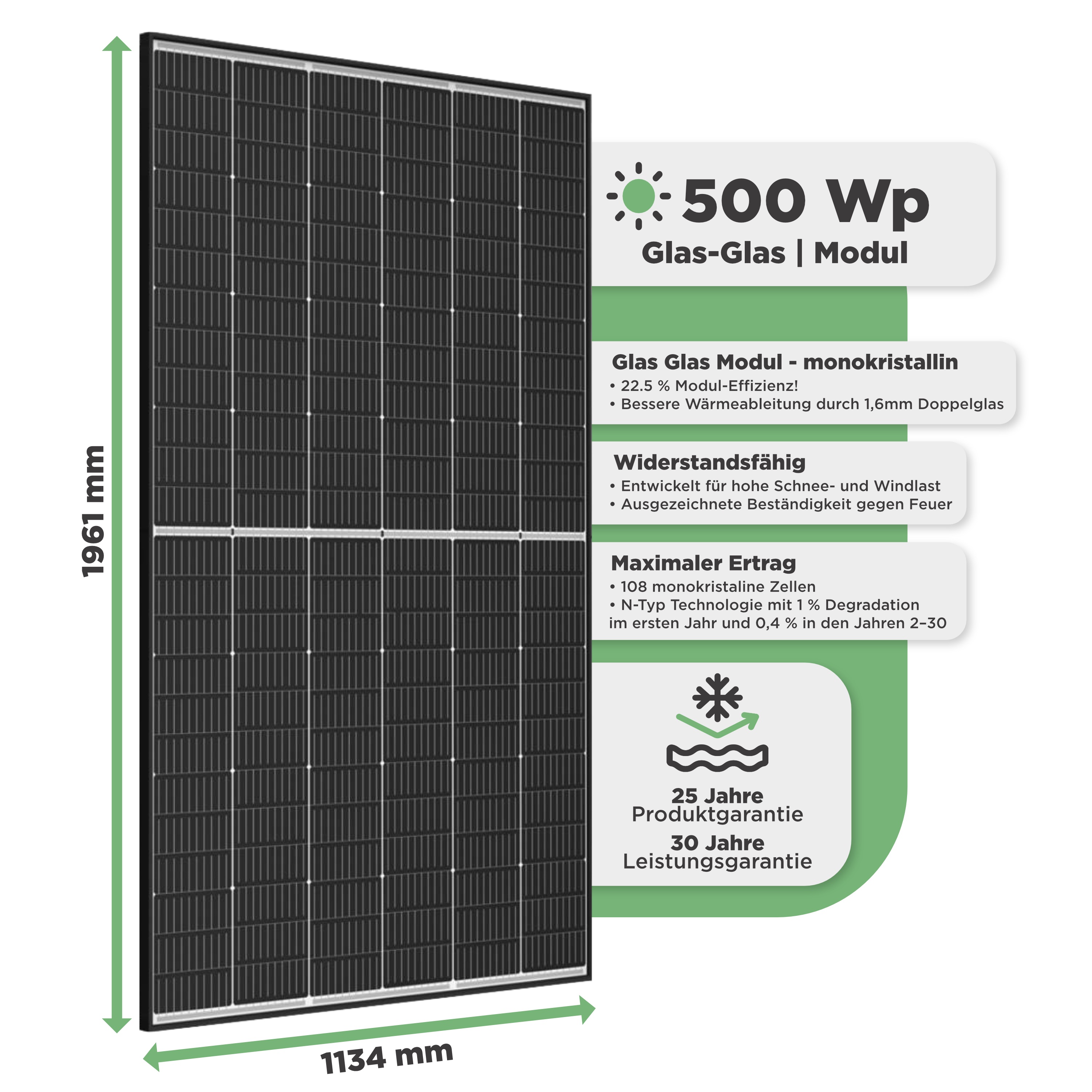 Balkonkraftwerk Trapezblech 1000 Wp — APsystems EZ1-M 800 W / Trina Solar / 500 Wp (Glas-Glas) / Premium Halterung / eine Reihe hochkant / 2 Module