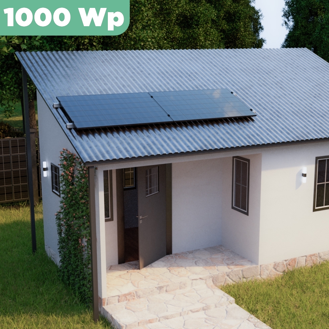 Balkonkraftwerk Trapezblech 1000 Wp — APsystems EZ1-M 800 W / Trina Solar / 500 Wp (Glas-Glas) / Standard Halterung / eine Reihe quer / 2 Module / 20 m