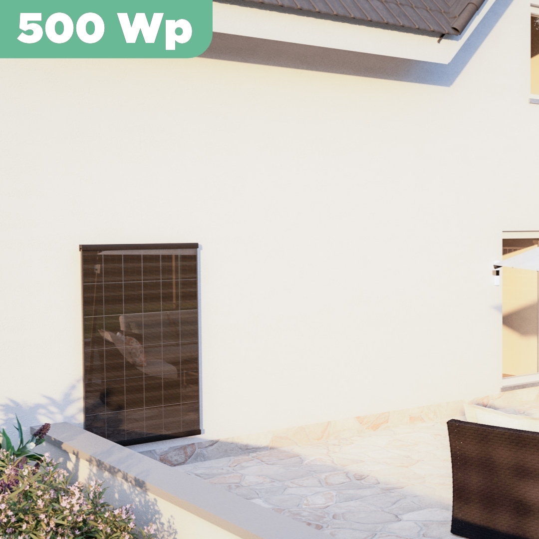 Balkonkraftwerk Wand 500 Wp — APsystems EZ1-M 800 WTrina Solar / 500 Wp (Glas-Glas) / eine Reihe hochkant / 1 Modul