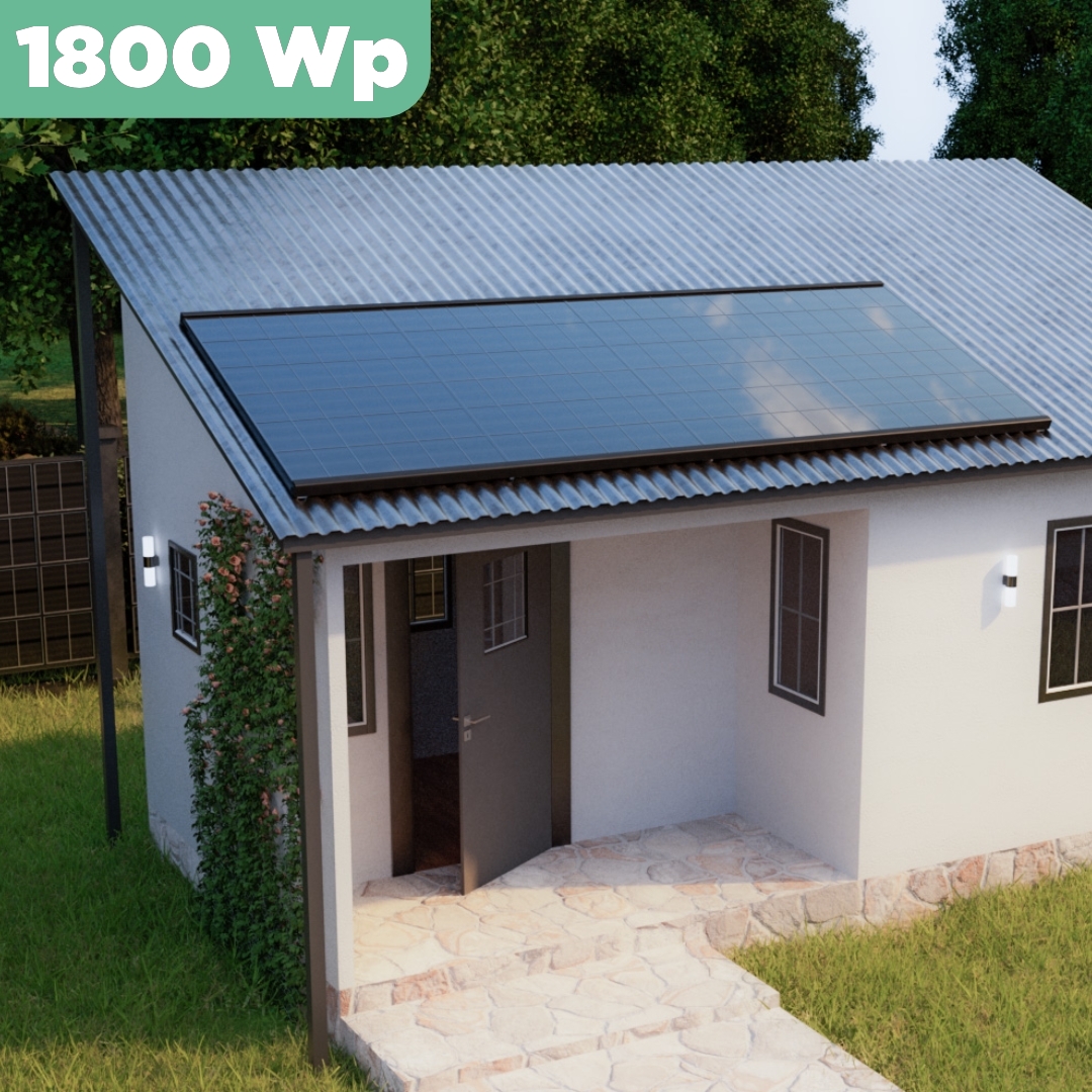 Balkonkraftwerk Trapezblech 1800 Wp — APsystems EZ1-M 800 W / Trina Solar / 450 Wp (Glas-Glas Full Black) / Premium Halterung / eine Reihe hochkant / 4 Module / 5 m