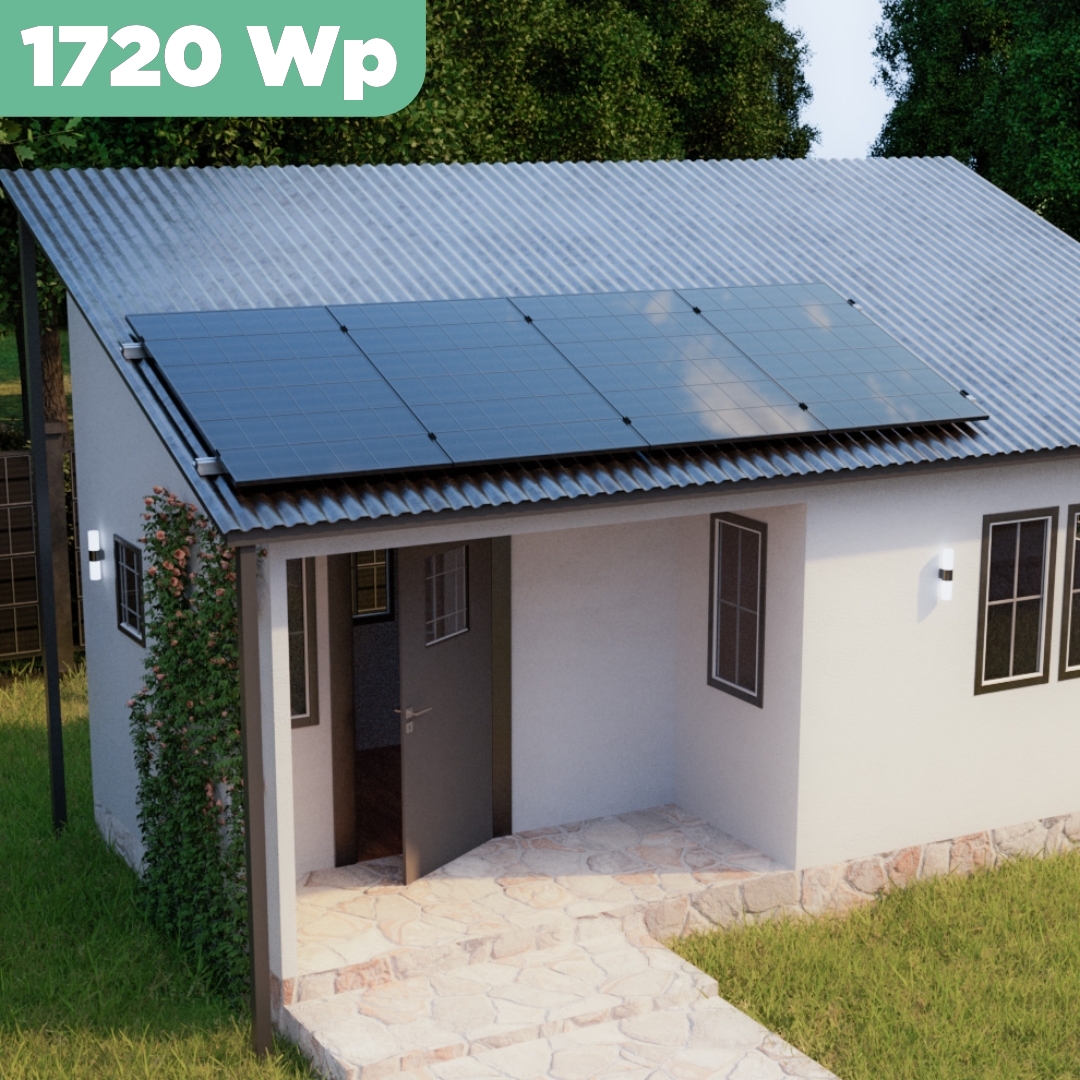 Balkonkraftwerk Trapezblech 1720 Wp — APsystems EZ1-M 800 W / Trina Solar / 430 Wp ( Glas-Glas + Bifazial) / Standard Halterung / eine Reihe hochkant / 4 Module / 5 m