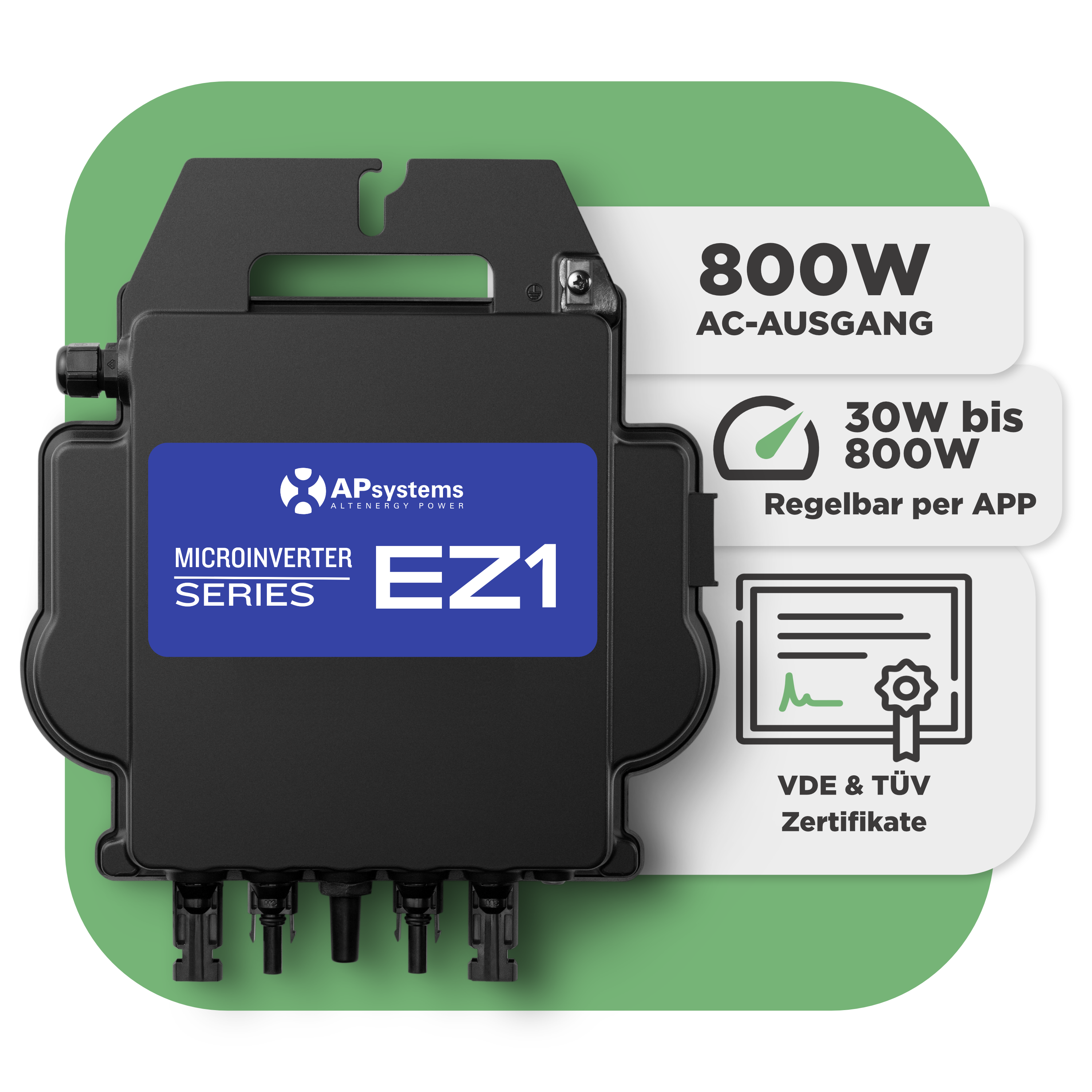 SunEnergyXT Balkonkraftwerkspeicher — 8.600 Wh / mit IR Lesekopf (bitshake) / 800 W (Apsystems EZ1-M) / 20 m Schuko Kabel / 10 x Trina 440 Wp Bifazial