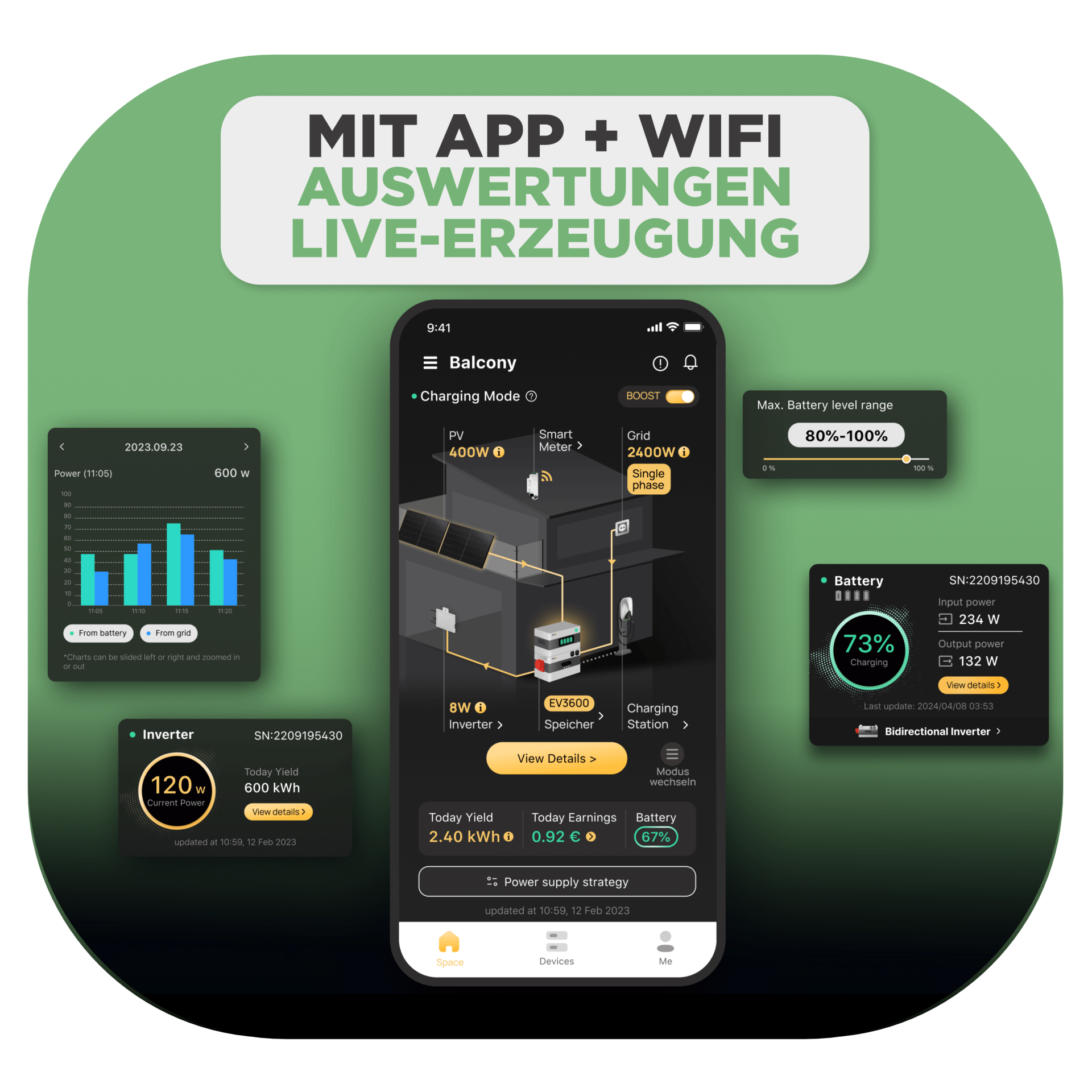 SunLit Solar 2 Way Speicherturm Starter Set — SunLit Speicher 4,3 kWh + EV3600 Wechselrichter für Notstrom, Wallbox und dynamische Stromtarife SunLit Solar Mieterstrom Starter Set