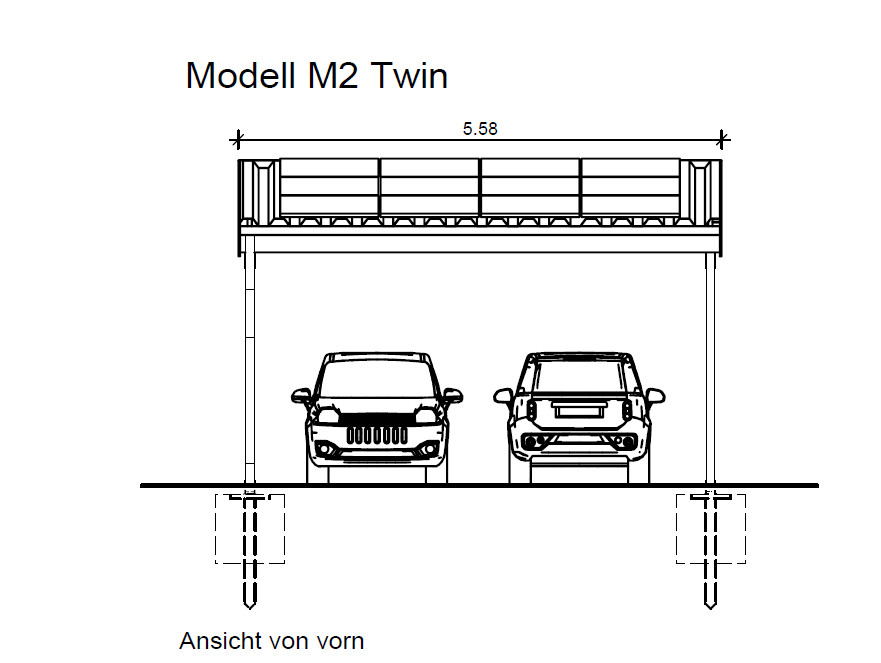 SunLit Twin Solar Carport — 5,16 kWp / 8,6 kWh Speicher / ohne Wallbox