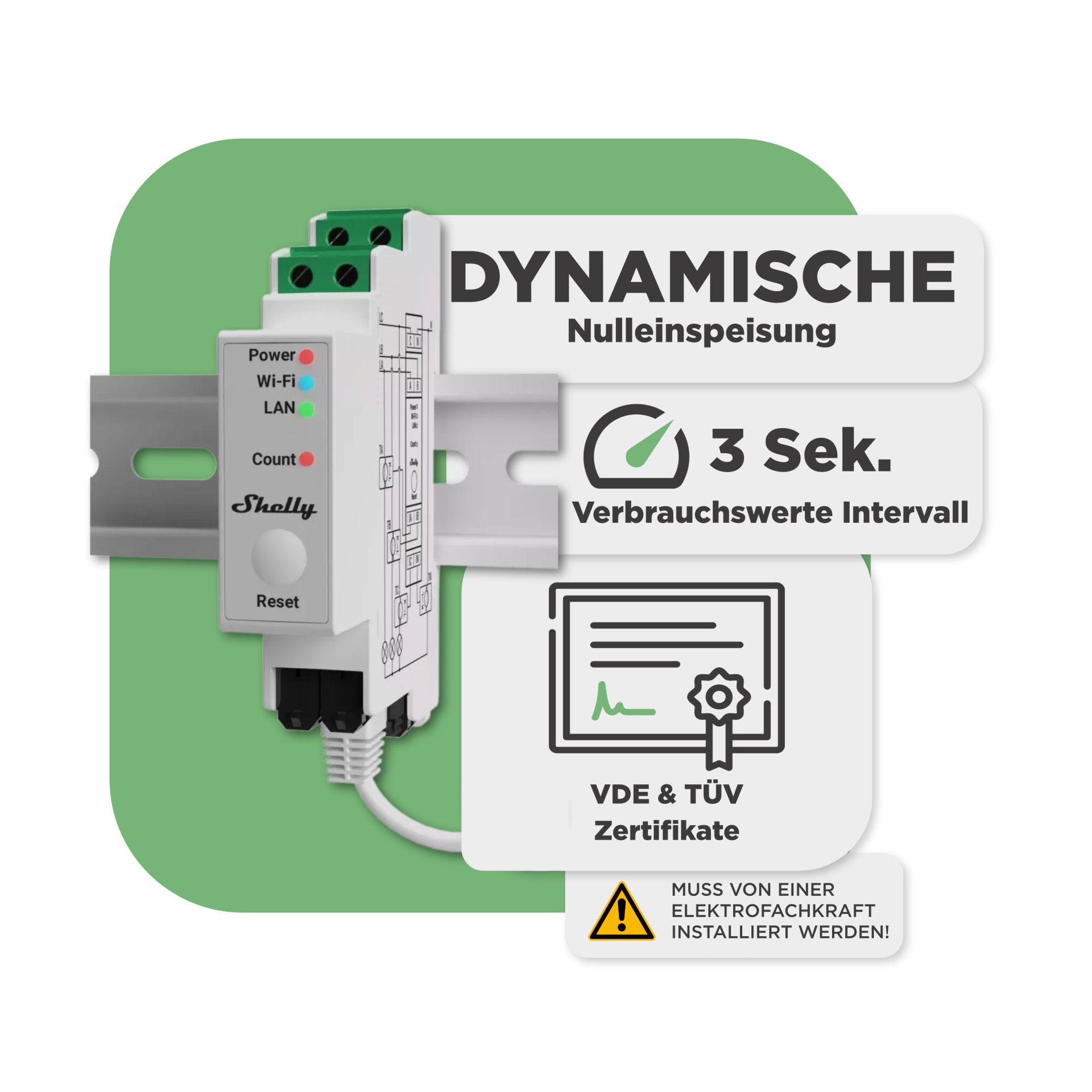 Sunlit Balkonkraftwerkspeicher — 2.150 Wh / mit Shelly 3EM Pro Sunlit Balkonkraftwerkspeicher — 8.600 Wh / mit Shelly 3EM Pro / 2000 W (Deye-SUN-M) / 20 m Schuko Kabel / 10 x Trina 440 Wp Bifazial