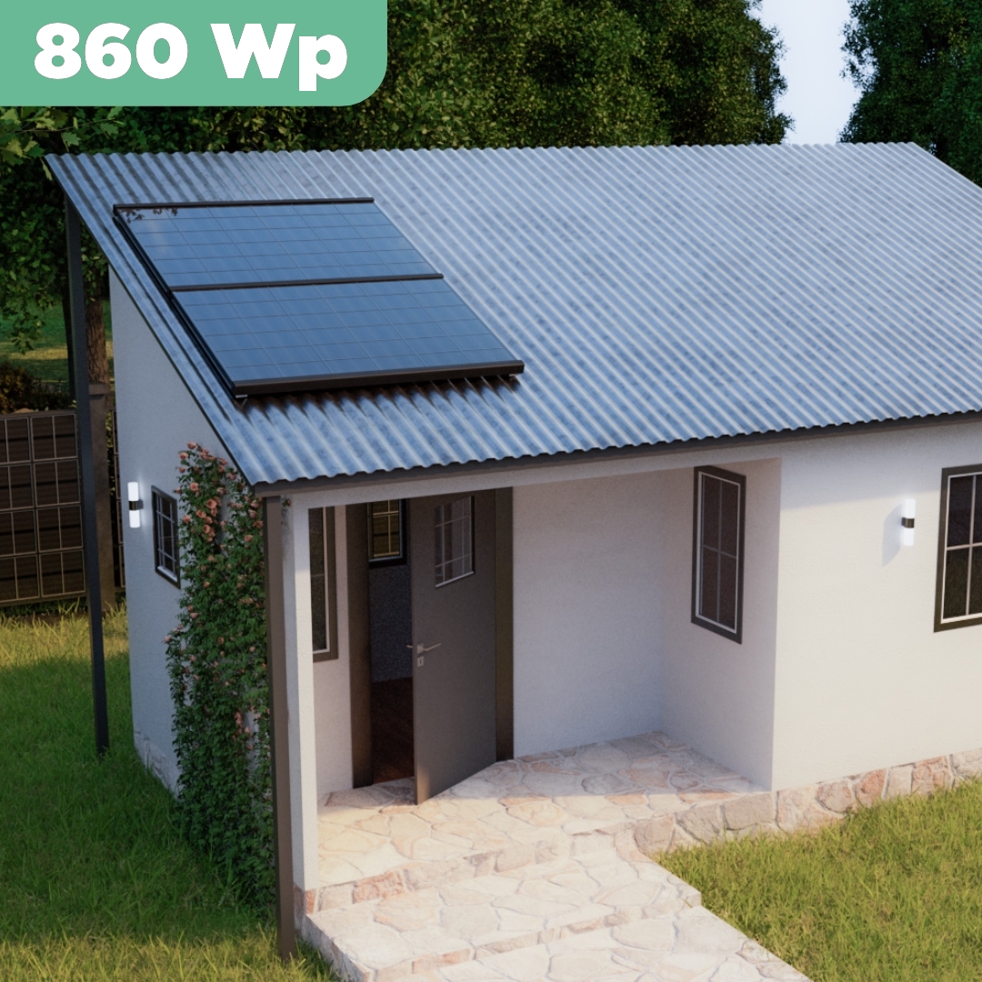 Balkonkraftwerk Trapezblech 860 Wp — APsystems EZ1-M 800 W / Trina Solar / 430 Wp ( Glas-Glas + Bifazial) / Premium Halterung / zwei Reihen quer / 2 Module / 10 m