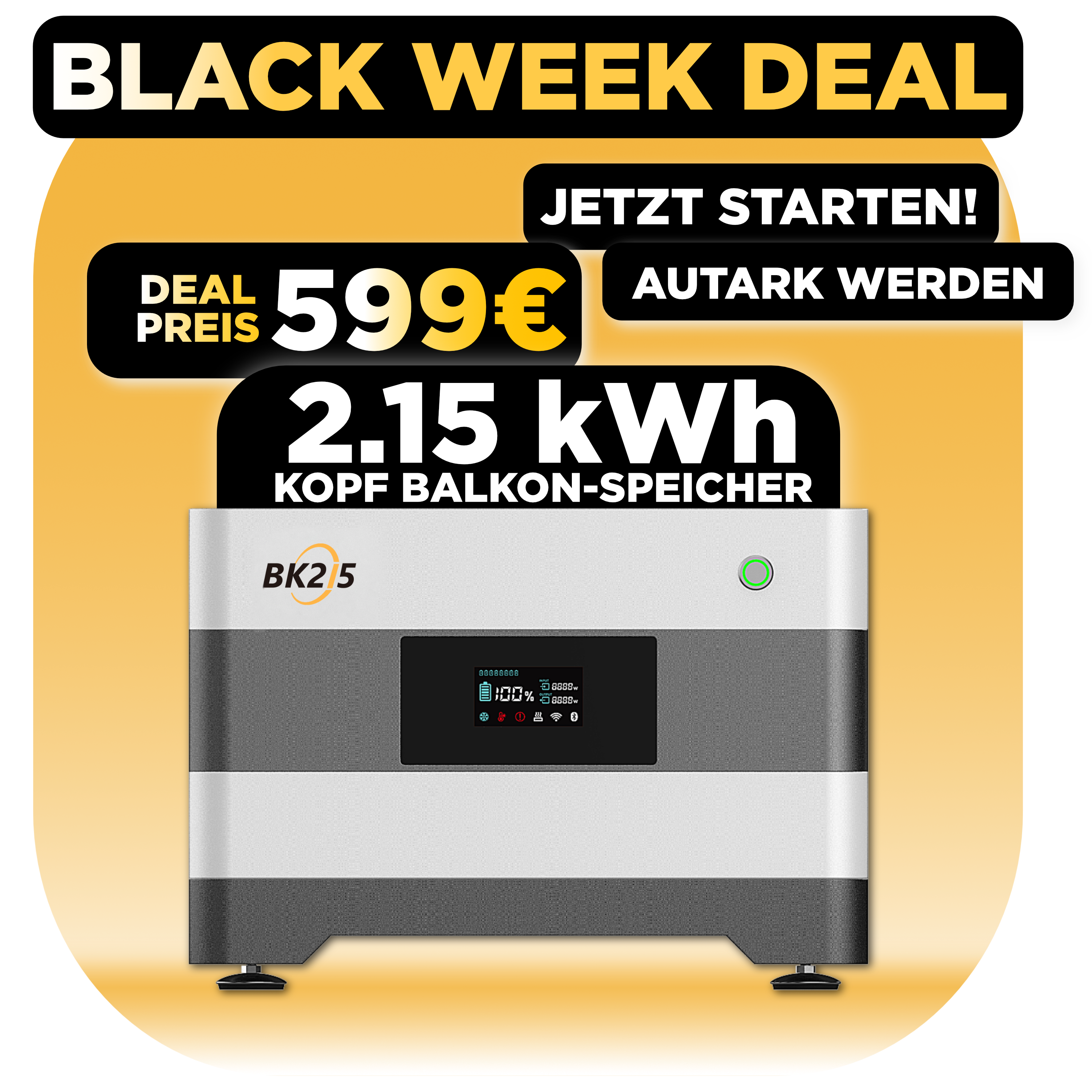 SunEnergyXT BK215 — Kopfmodul und Batteriespeicher für Balkonkraftwerke 2.150 Wh