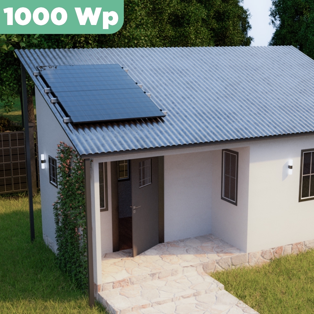 Balkonkraftwerk Trapezblech 1000 Wp — APsystems EZ1-M 800 W / Trina Solar / 500 Wp (Glas-Glas) / Standard Halterung / zwei Reihen quer / 2 Module / 10 m