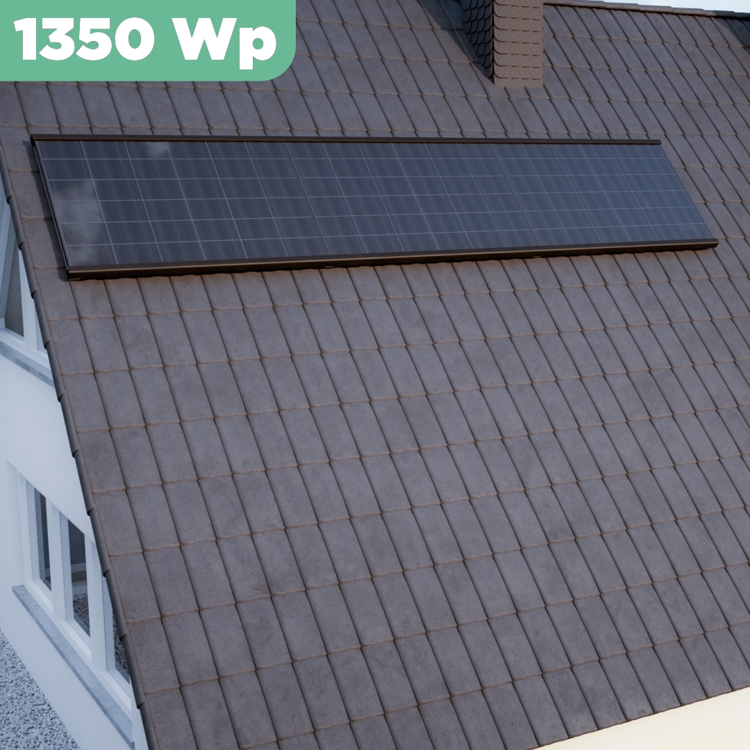 Balkonkraftwerk Ziegeldach 1350 Wp — APsystems EZ1-M 800 WTrina Solar / 450 Wp (Glas-Glas) / Premium Halterung / eine Reihe quer / 3 Module