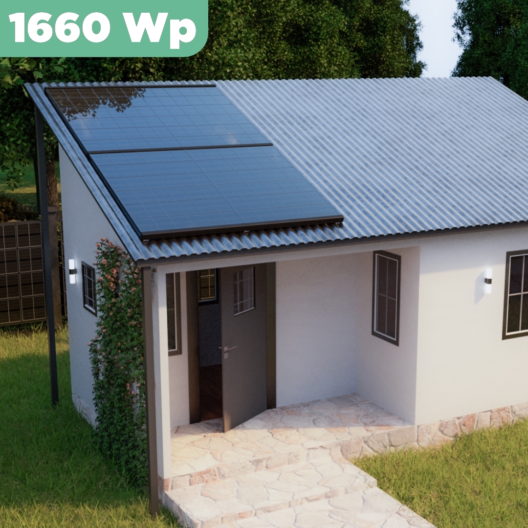 Balkonkraftwerk Trapezblech 1660 Wp — APsystems EZ1-M 800 W / Trina Solar / 415 Wp (Full Black, Glas-Folie) / Premium Halterung / zwei Reihen hochkant / 4 Module / 20 m