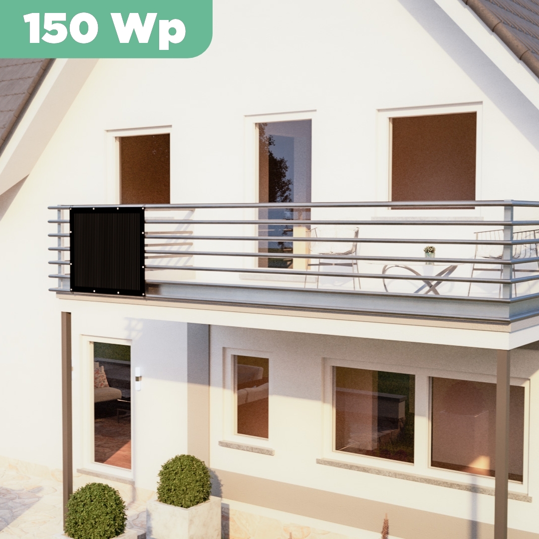 Balkonkraftwerk mit Ultraleicht-Modulen 150 Wp — APsystems EZ1-M 800 W / Sunman / 150 Wp (89 cm x 102 cm) / 1 Modul / 10 m