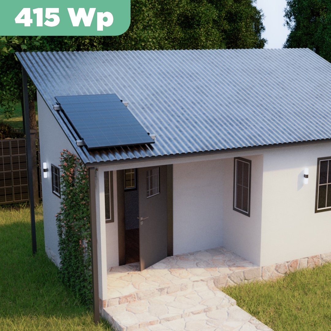 Balkonkraftwerk Trapezblech 415 Wp — APsystems EZ1-M 800 W / Trina Solar / 415 Wp (Full Black, Glas-Folie) / Standard Halterung / eine Reihe hochkant / 1 Modul