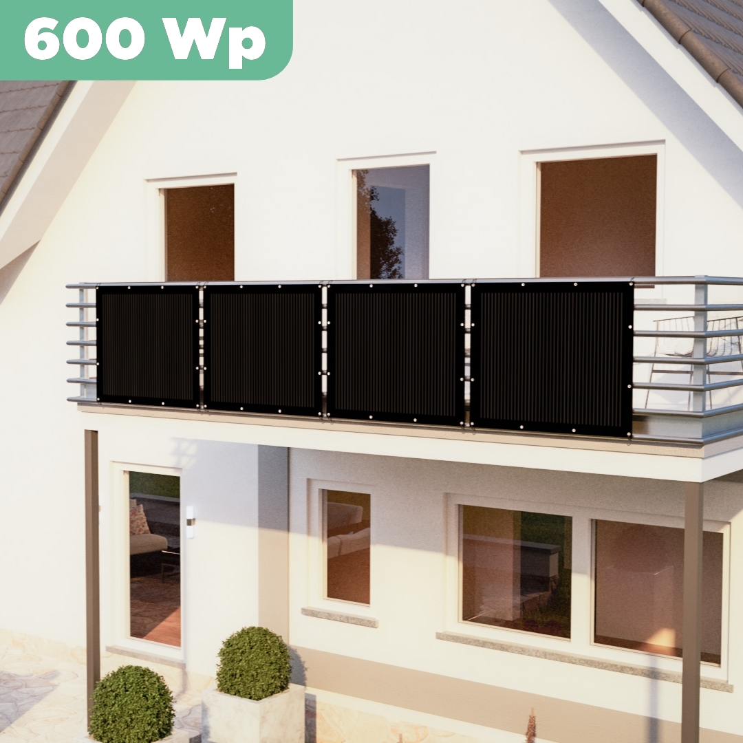 Balkonkraftwerk mit Ultraleicht-Modulen 600 Wp — APsystems EZ1-M 800 W / Sunman / 150 Wp (89 cm x 102 cm) / 4 Module / ohne Kabel