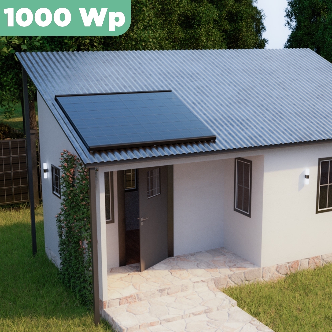 Balkonkraftwerk Trapezblech 1000 Wp — APsystems EZ1-M 800 W / Trina Solar / 500 Wp (Glas-Glas) / Premium Halterung / eine Reihe hochkant / 2 Module