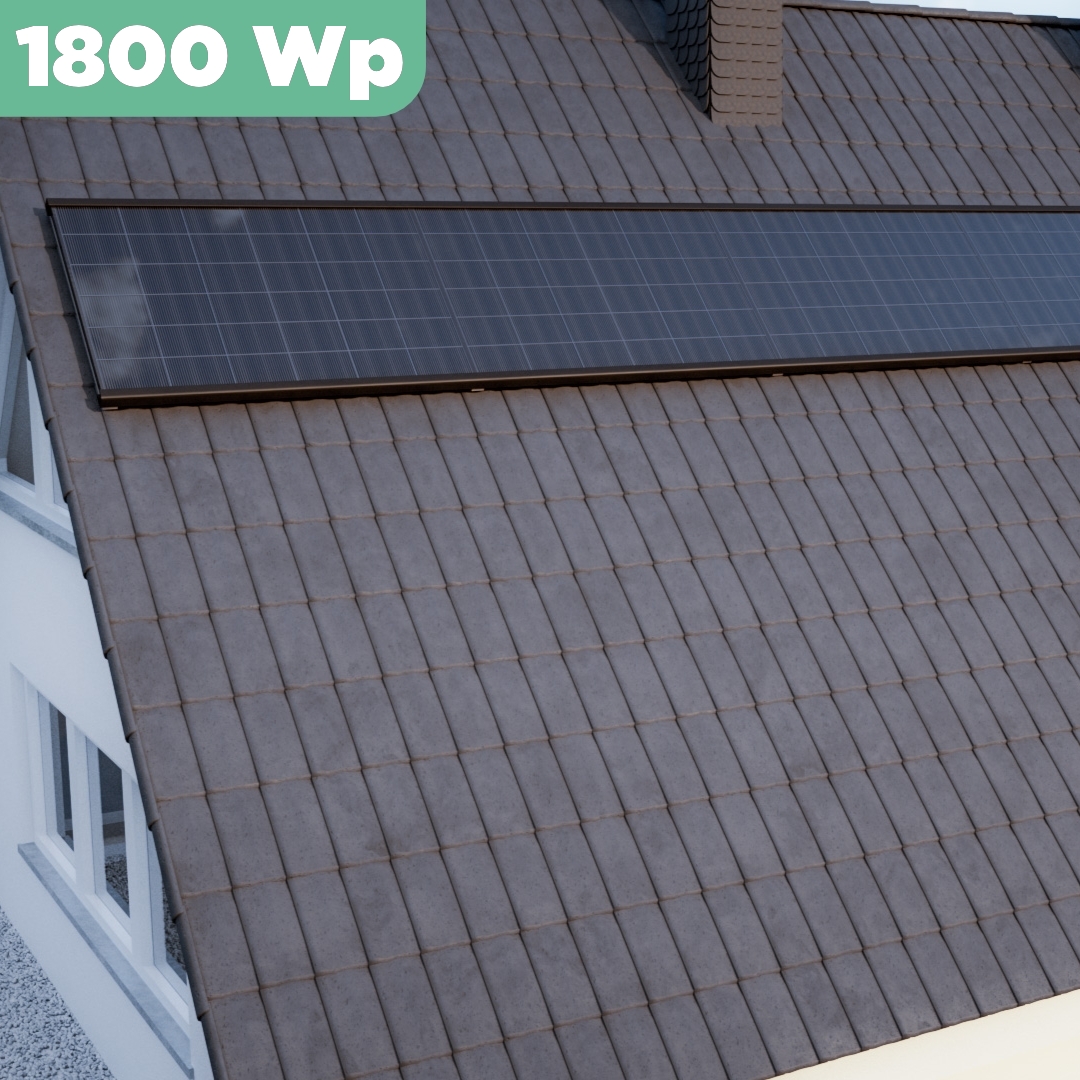 Balkonkraftwerk Ziegeldach 1800 Wp — APsystems EZ1-M 800 WTrina Solar / 450 Wp (Glas-Glas) / Premium Halterung / eine Reihe quer / 4 Module / 20 m