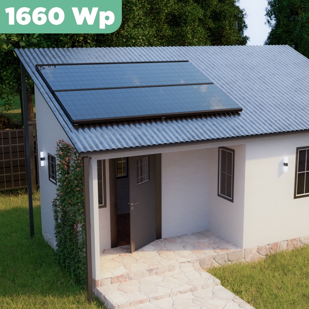Balkonkraftwerk Trapezblech 1660 Wp — APsystems EZ1-M 800 W / Trina Solar / 415 Wp (Full Black, Glas-Folie) / Premium Halterung / zwei Reihen quer / 4 Module / 15 m